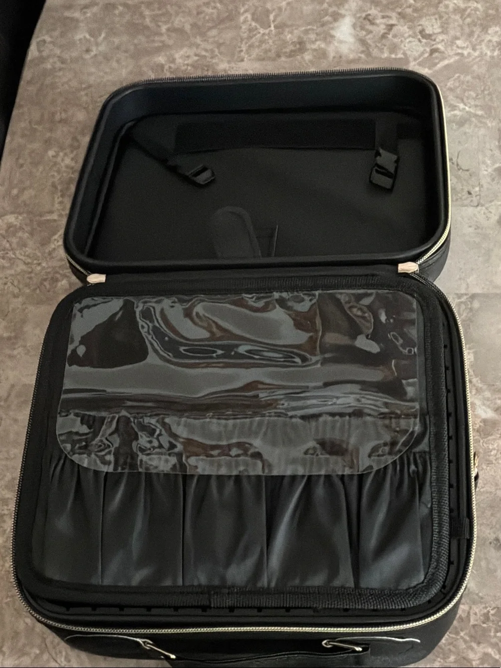 Black Crossbody Travel Cosmetics Jewelry Box Style Bag